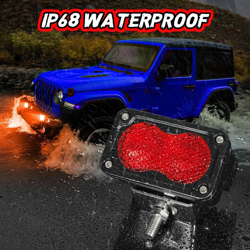 Auto Power Plus 3 Inch LED Pod Lights Red 2PCS Off Road Auxiliary Backup Cube Light Fog Driving Rear Chase Light Bar Red Hunting Fishing Emergency Safety Signal Work Lights for Truck UTV Pickup Boat - Image 5